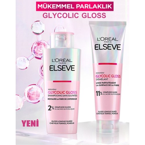 Elseve Glycolic Gloss Mükemmel Parlaklık Saç Bakım Seti