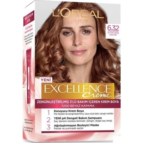 Loreal Paris Excellence Cool Creme 6.32 Altın Açık Kahve Saç Boyası