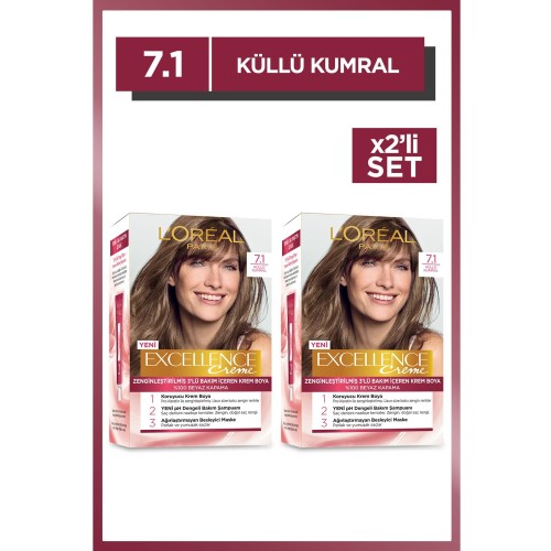 Loreal Paris Excellence Creme 7.1 Küllü Kumral Saç Boyası x 2 Adet