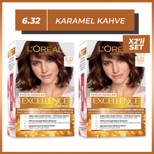 Loreal Paris Excellence Intense 6.32 Karamel Kahve Saç Boyası x 2 Adet