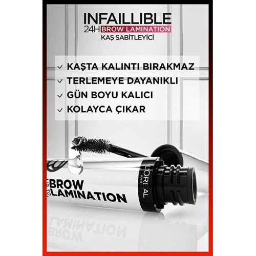 Loreal Paris Infaillible 24H Brow Lamination Şeffaf Kaş Sabitleyici Loreal Paris Infaillible 24H Brow Lamination Şeffaf Kaş Sabitleyici