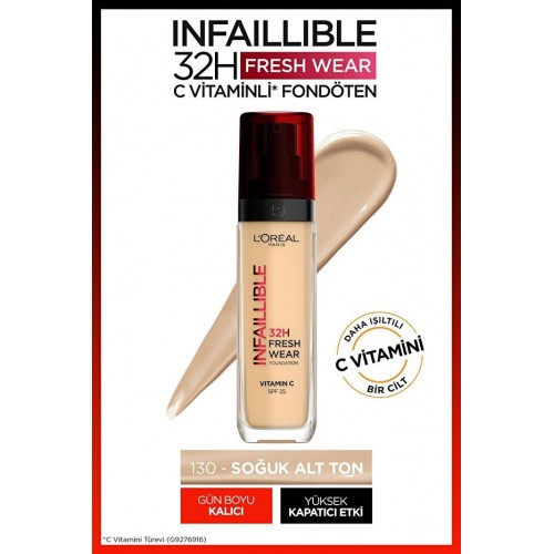 Loreal Paris Infaillible C Vitaminli Fondöten - 130 True Beige Loreal Paris Infaillible C Vitaminli Fondöten - 130 True Beige