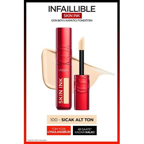 Loreal Paris Skin Ink Kapatıcı Fondöten - Sıcak Alt Ton 100