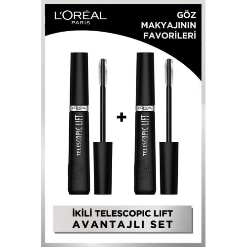 Loreal Paris Telescopic Lift Extra Black Maskara 9.9 ml x 2 Adet
