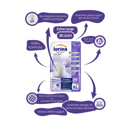 Lorina Plus Emici Külot Extra Büyük Boy 30 lu