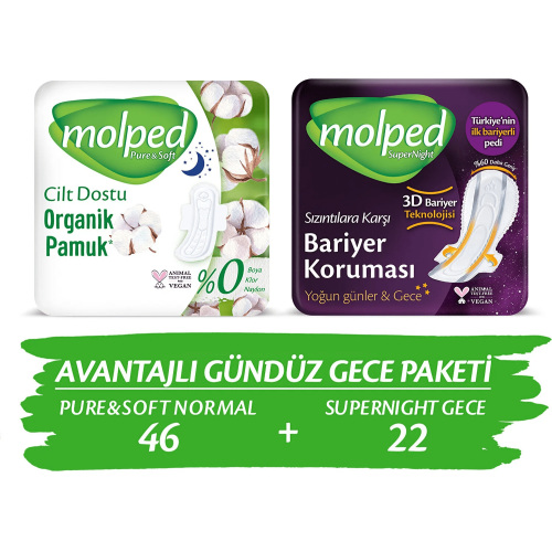 Molped Pure Soft Normal 46 lı Supernıght 22 li Gece&Gündüz Paketi 