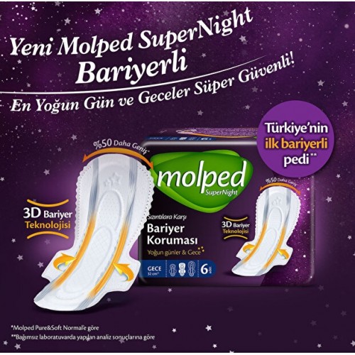 Molped Supernight Süper Gece Hijyenik Ped 20 li x 2 Adet Molped Supernight Süper Gece Hijyenik Ped 20 li x 2 Adet