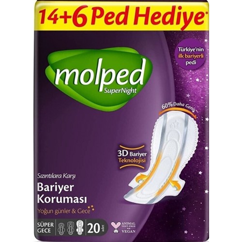 Molped Supernight Süper Gece Hijyenik Ped 20 li