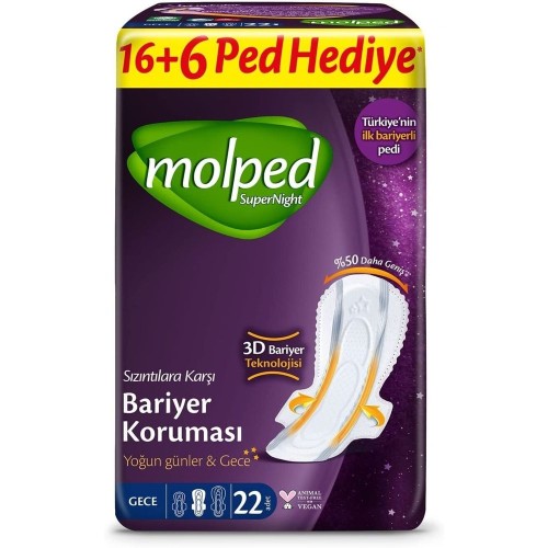 Molped Supernıght Süper Gece Hijyenik Ped 22 li