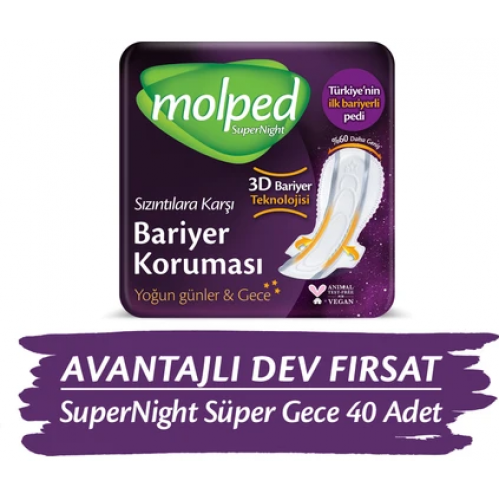 Molped Supernight Süper Gece Hijyenik Ped 20 li x 2 Adet