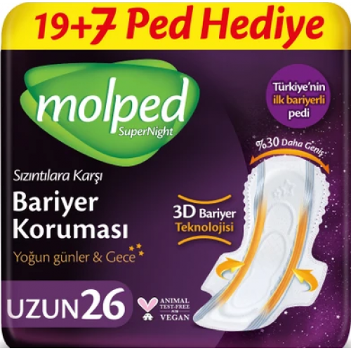 Molped Supernight Uzun Hijyenik Ped 26 lı