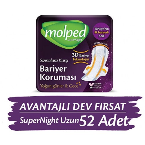 Molped Supernight Uzun Hijyenik Ped 26 lı x 2 Adet Molped Supernight Uzun Hijyenik Ped 26 lı x 2 Adet