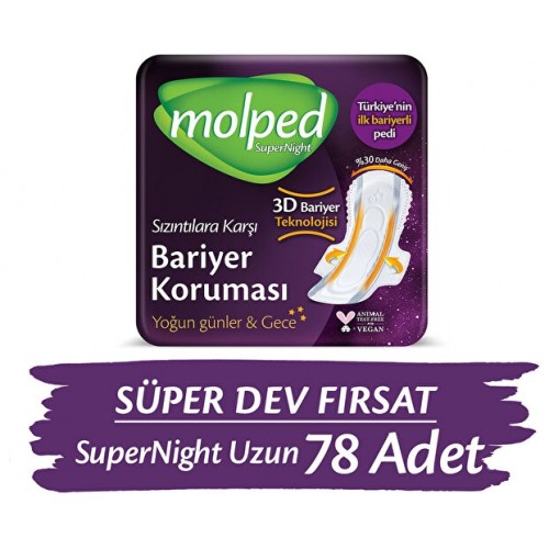Molped Supernight Uzun Hijyenik Ped 26 lı x 3 Adet