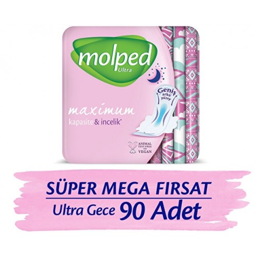 Molped Ultra Anatomik Hijyenik Ped Gece 30 lu x 3 Adet