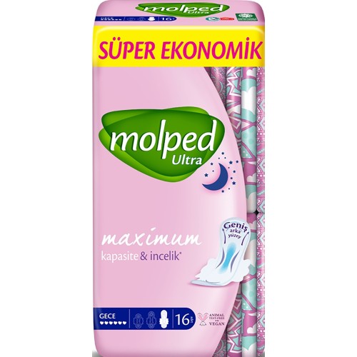 Molped Ultra Hijyenik Ped Anatomik Gece Süper Ekonomik 16 lı Molped Ultra Hijyenik Ped Anatomik Gece Süper Ekonomik 16 lı