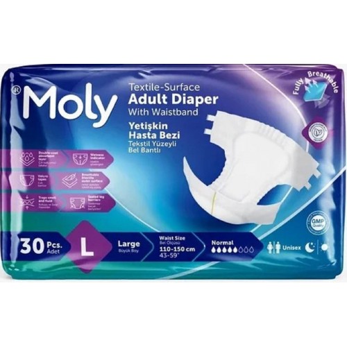 Moly Belbantlı Hasta Bezi Büyük Boy 30 lu