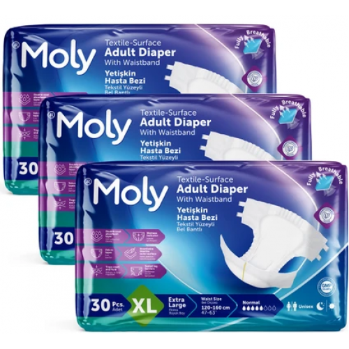 Moly Belbantlı Hasta Bezi Extra Büyük Boy 30 lu x 3 Adet