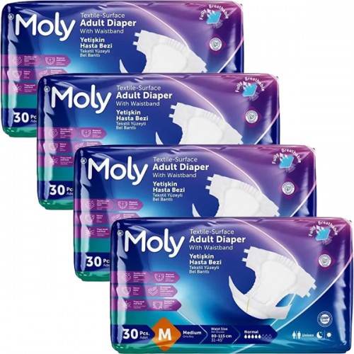Moly Belbantlı Hasta Bezi Orta Boy 30 lu x 4 Adet