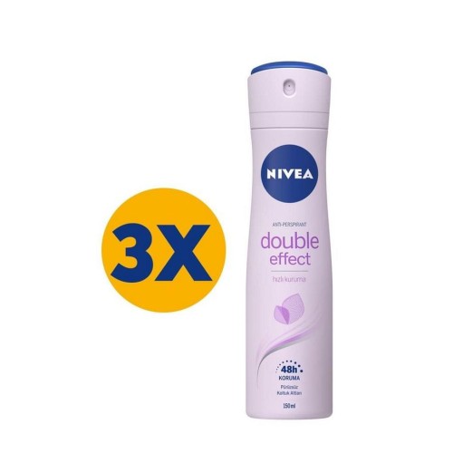 Nivea Kadın Sprey Deodorant Double Effect 150 ml x 3 Adet