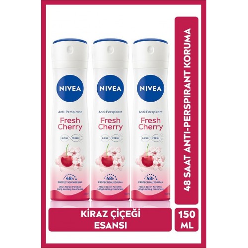 Nivea Kadın Sprey Deodorant Fresh Cherry 150 ml x 3 Adet