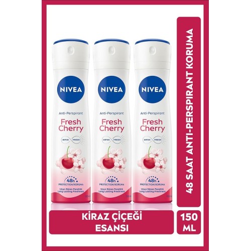 Nivea Kadın Sprey Deodorant Fresh Cherry 150 ml x 3 Adet