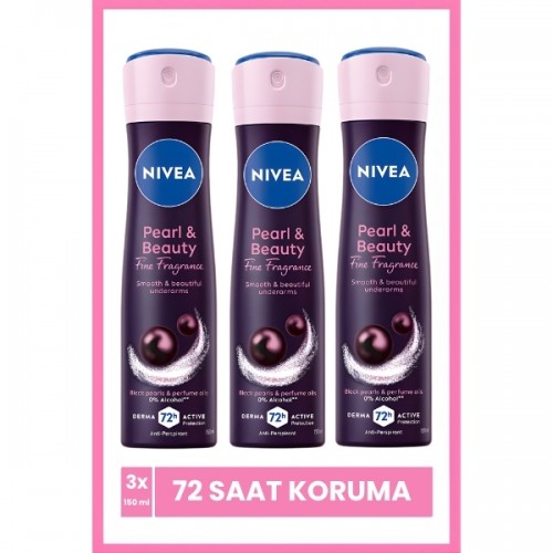 Nivea Kadın Sprey Deodorant Pearl & Beauty Fine Fragrance 150 ml x 3 Adet