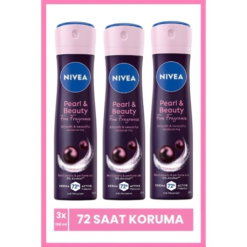 Nivea Kadın Sprey Deodorant Pearl & Beauty Fine Fragrance 150 ml x 3 Adet