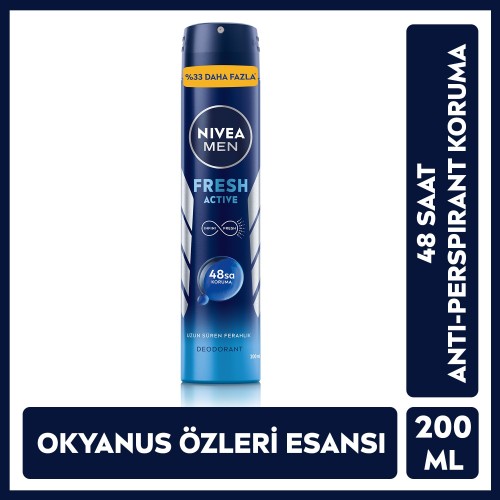 Nivea Men Fresh Active Erkek Sprey Deodorant 200 ml