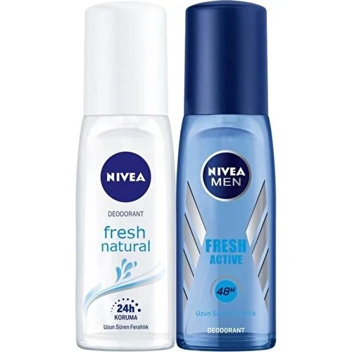 Nivea Pump Sprey Fresh Active ve Fresh Natural Deodorant Seti 75 ml