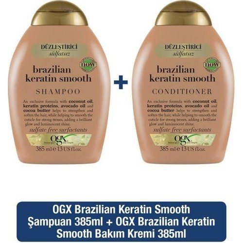 Ogx Brazilian Keratin Düzleştirici Etkili Şampuan 385 ml + Saç Kremi