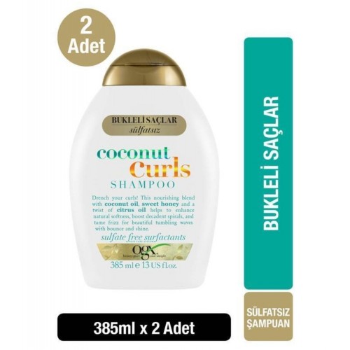 Ogx Bukleli Saçlar İçin Nemlendirici Coconut Curls Şampuan 385 ml 2 li