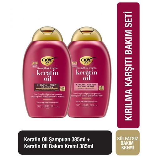 Ogx Keratin Oil Kırılma Karşıtı Şampuan 385 ml + Saç Kremi 385 ml
