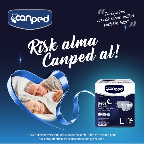 Canped Belbantlı Yetişkin Hasta Bezi Büyük Boy 28 Adet Canped Belbantlı Yetişkin Hasta Bezi Büyük Boy 28 Adet