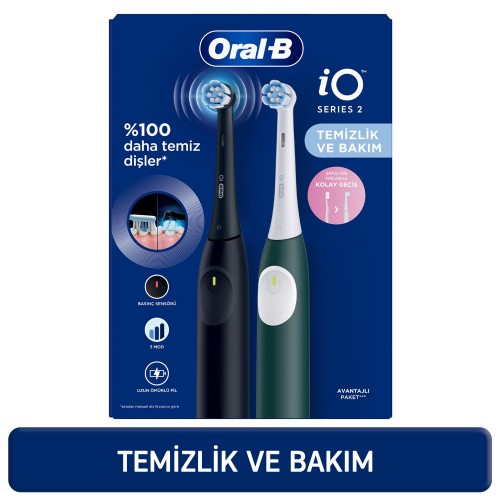 Oral-B iO 2 Şarjlı Diş Fırçası Seti 2 li - Siyah / Yeşil