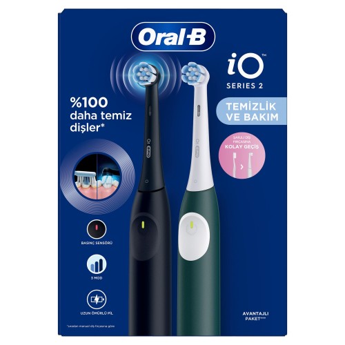 Oral-B iO 2 Şarjlı Diş Fırçası Seti 2 li - Siyah / Yeşil Oral-B iO 2 Şarjlı Diş Fırçası Seti 2 li - Siyah / Yeşil