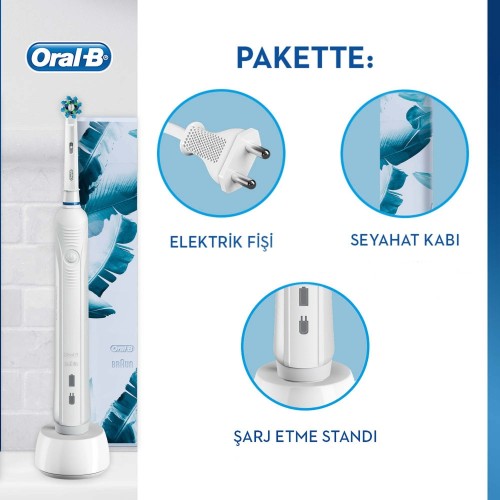 Oral-B Pro1 750 Şarj Edilebilir Diş Fırçası Beyaz+Seyahat Kabı Hediye