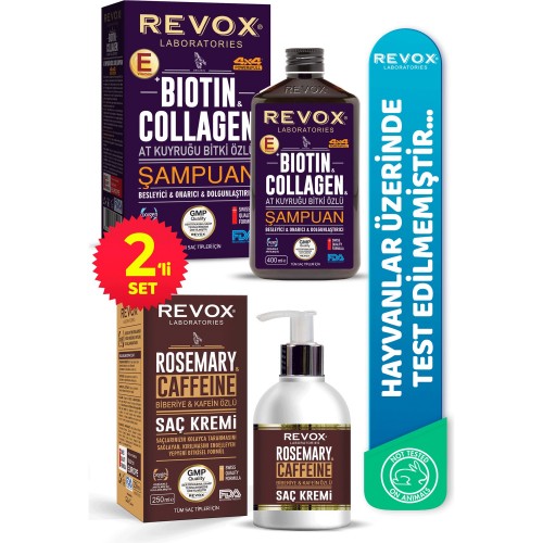 Revox Biotin&Collagen Şampuan ve Biberiye Caffein Özlü Saç Kremi Seti