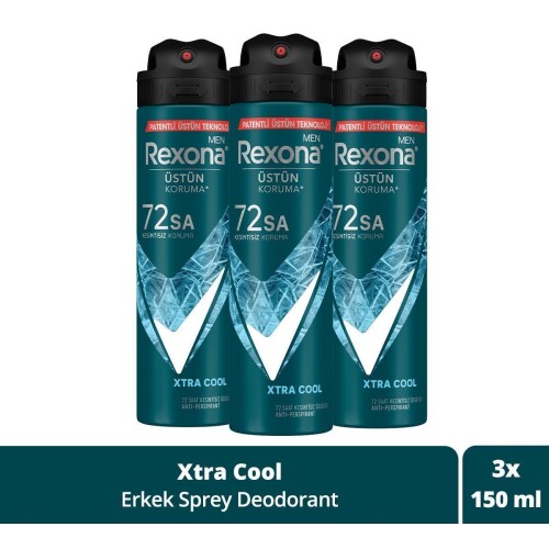 Rexona Men Erkek Sprey Deodorant Xtra Üstün Koruma 150 ml x 3 Adet