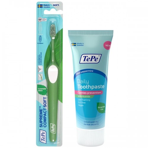 Tepe Supreme Compact Soft Diş Fırçası ve Diş Macunu