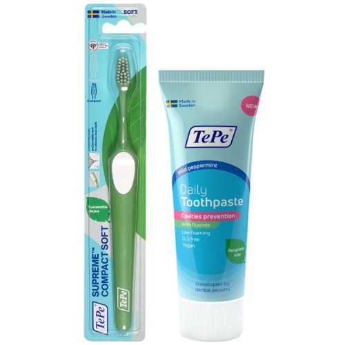 Tepe Supreme Compact Soft Diş Fırçası ve Diş Macunu