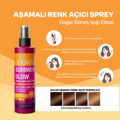 Urban Care Summer Glow Aşamalı Kalıcı Renk Açıcı Saç Spreyi 150 ml x 2 Adet