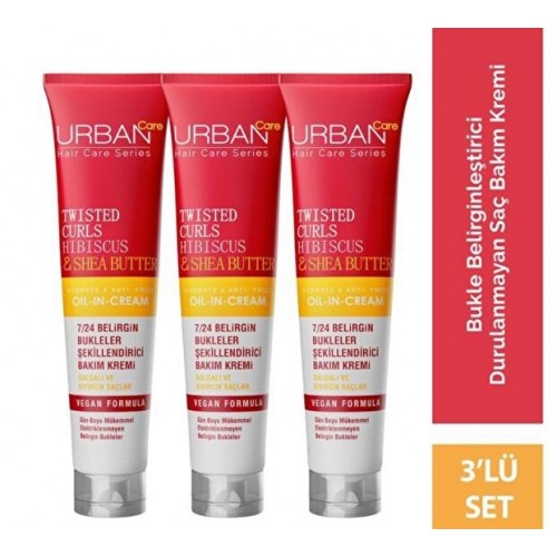 Urban Care Twisted Curls Hibiscus & Shea Butter Bakım Kremi 175 ml x 3 Adet