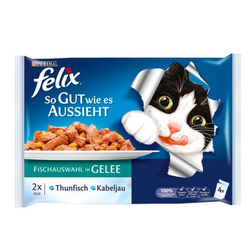 Felix Balıklı Yaş Kedi Maması 4 Adet x 100 gr (Avantajlı Paket)