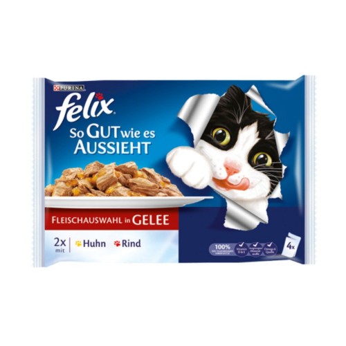 Felix Etli Yaş Kedi Maması 4 Adet x 100 Gr (Avantajlı Paket)