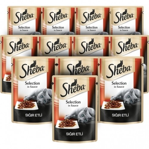 Sheba Pouch Sığır Etli Yaş Mama 85 gr x 12 Adet