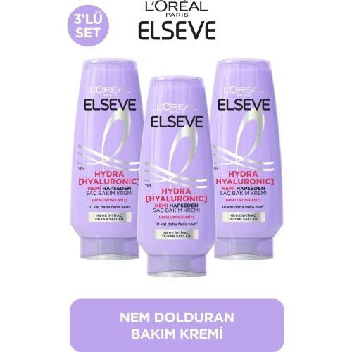Elseve Hydra [Hyaluronic] Nem Dolduran Saç Bakım Kremi 250 ml x 3 Adet