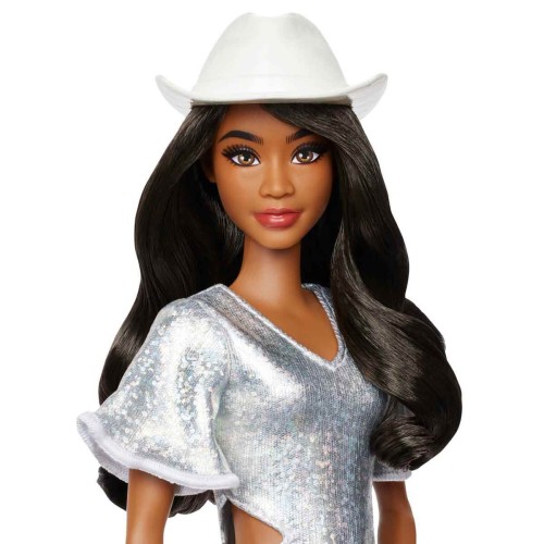 Barbie Metalik Gri Elbiseli Fashionistas Bebeği HYT95