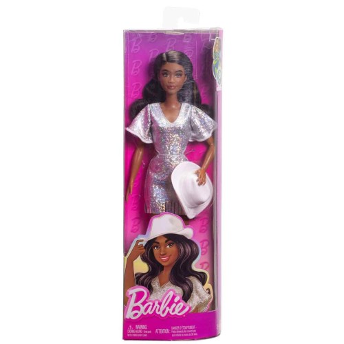 Barbie Metalik Gri Elbiseli Fashionistas Bebeği HYT95