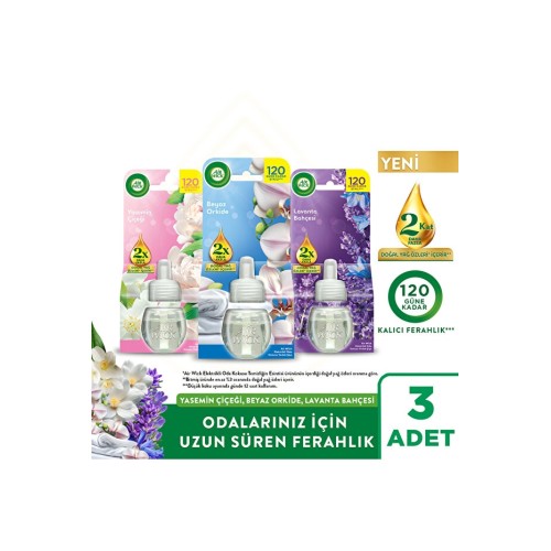 Airwick Elektrikli Oda Kokusu Yedek Yasemin+Orkide+Lavanta 19mlx3 Adet Airwick Elektrikli Oda Kokusu Yedek Yasemin+Orkide+Lavanta 19mlx3 Adet