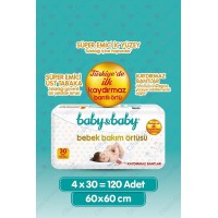 Baby Baby Bebek Bakım Örtüsü 60x60 cm Alt Açma Bezi 30 lu x 4 Adet